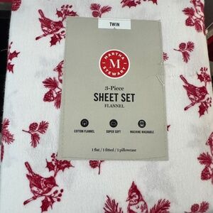 Martha Stewart Twin Flannel Sheet Set Holiday Print NEW